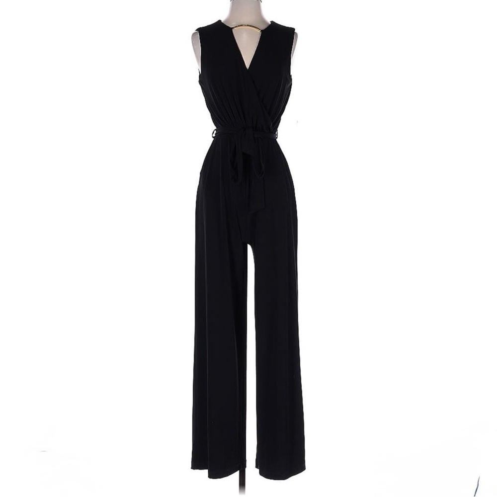 Calvin Klein Black Sleeveless Wrap Jumpsuit